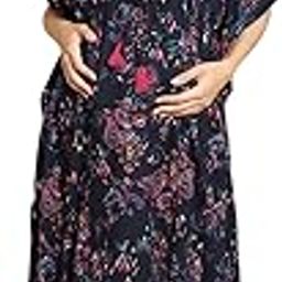 secret wish Women Rayon Floral Navy Blue Maxi Maternity Kaftan-picture-22