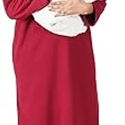 anglina Women's Woolen Winter Care Full Sleeve Fleece Nursing, Feeding, Maternity Nighty - Zip Opening at Bust - Before and After Baby Multipurpose Night Dress Article-WSR-16-picture-16