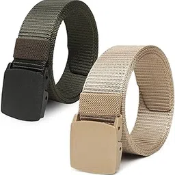 sunshopping Men's Causal Nylon Canvas Tactical Adjustable plastic flap buckle Belt Combo Set (OPD-304)-picture-32