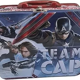 MPS MY PARTY SUPPLIERS® 1pc Superhero Theme Metal Multi Utility Jumbo Box Square Suitcase Shape Piggy Bank Coin Box Money Saving Box for Kids with Lock Storage Tin Box Container (Team Cap)-image-73