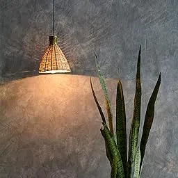 generic Handcrafted Hanging Bamboo Cane Lamp for Interior Decor - Small (Set of 1) (with Wire & Holder)-picture-31