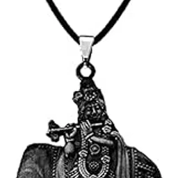 afh Lord Krishna Flute Locket with Cow Idol Cord Chain Pendant for Men,Women-picture-22