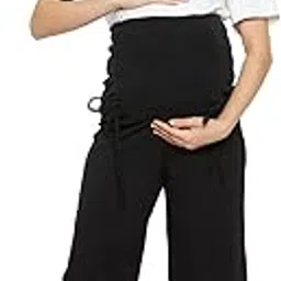hypernation Black Cotton Lycra Women's Maternity Pants(HYPW03543)-picture-29