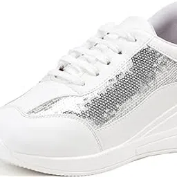 vendoz Women Wedding & Party Casual High Heel Sneakers I Cushioned Insole I Glittery & Embellished Bridal Wear I Lightweight and Stylish Shoes for Girls CNV7065-picture-32