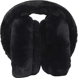 Plush Faux Fur Earmuffs, Black, Winter Ear Warmers, Soft Cozy Cold Weather Protection, Adjustable Headband-picture-17