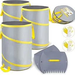 Jardineer 3-Pack 30 Gallon Leaf Bags - Pop Up Trash Can Yard Waste Garden Bag Container - Reusable Collapsible Garden Bags for Gardening, Camping and Home Storage-picture-43