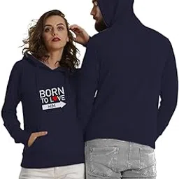 satpurush Men's & Women's Casual Born to Love Printed Full Sleeve Cotton T Shirt, Warm Pullover Monkey Cap, Hooded Neck, Regular Fit, Sweatshirts Hoodies for Couple- Pack of 2-picture-12