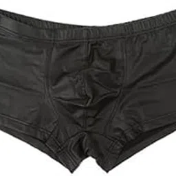 ZOOMELLA Men's Boxer PU Leather Shorts Low Rise Ring Clubwear Elastic Trunk Black M|Underwear| Underwear-picture-38