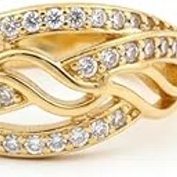 jsmorison AD Finger Ring for Women and Girls | Adjustable American Diamond Gold Plated Ring | Stylish Fashion Jewellery for Parties and Occasions-picture-48