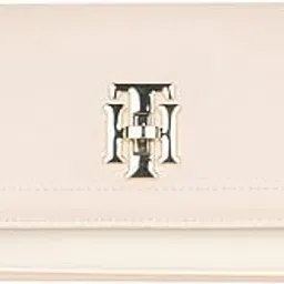 tommy hilfiger Polyethylene Wallet for Women, Cameo, Flap Wallet with Sling, Cream-picture-26