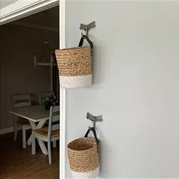 WYLYE?- Modern Home ! Ingeniously Handcrafted Decorative Rope Hanging Fabric Basket (8"X8" inch, Beige/White 1)-picture-26