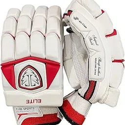 Time Sports Elite Cut‑Finger Batting Gloves, Lovlorn, Premium Patat Leather Palm, Full Protection, Full Coverage Padding, Breathable Mesh Panels, Lightweight Gloves (White/Red, Youth, Left)-image-0