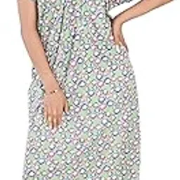 r rilo RILO Women's Cotton Nighty| Short Sleeves | Night Wear | Maxi for Women | U Shaped Neck - Cotton Fabric with Pocket-picture-56