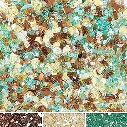 Skyflame 10-Pound Blended Fire Glass for Fire Pit Fireplace Landscaping, 1/4-Inch Gold, Light Green, Copper, Reflective-picture-11