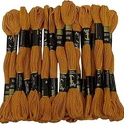 Cross Stich/Long Stich Embroidery Cotton Threads, 8 Mt Each Skeins, Dark Purple (Pack of 12) (Musterd Yellow)-picture-33