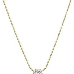 glowzi Gold Plated Diamond Pendant Necklace, Single Diamond Pendant, Solitaire, Gold Chain-picture-18