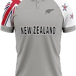 New Zealand Cricket Fan Jersey| ODI World Cup Design 1995| Grey Half Sleeves Polo|Silver Fern Logo-picture-14