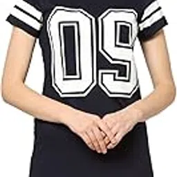 sweet dreams Women Typo Round Neck Half Sleeve Black Cotton Short Nighty-picture-38