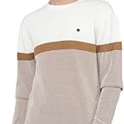 crimsoune club Men's White Color Blocked 100% Cotton Sweater-picture-11