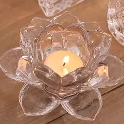 Breewell Crystal Lotus Candle Tea Light Holder, Clear Glass Candle Holder for Romantic Candle, Dinners, Wedding Candle Holder, Pack of 1-picture-29