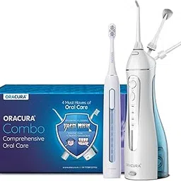 ORACURA® Daily Pro Combo OC200 Smart PLUS Water Flosser® White & SB300 Sonic Smart Electric Rechargeable Toothbrush Blue image 1