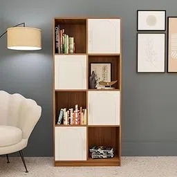 neuspace Cube Arch Engineered Wood Open & Closed Bookshelf | Display Unit | Open 4 Shelves & 4 Door Cabinet Storage for Home & Office|1 Year Warranty (Finish - Leon Teak, Knock Down)-image-36