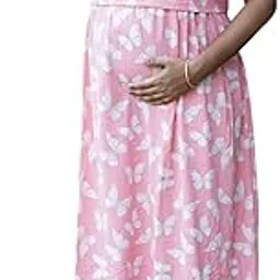 Women’s Cotton Maternity Feeding Nighty | Zipless Long Maxi | Soft Knitted Fabric | Back Rope & Side Pocket | Comfortable Feeding Wear for Pregnant & Nursing Moms-picture-11