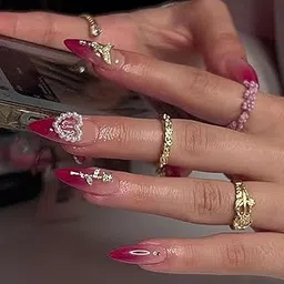 Styfy Press On | Stick On Fake Nails | Artificial Designer With 24 Pcs Jelly Glue on False Nail Including Manicure Kit - Rosy Cheeks-picture-26