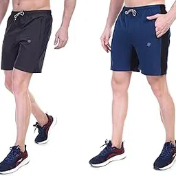 Urboholic Mens 2 Pack Polyester Yoga Short Men Summer Running Gym Sports Shorts with Pockets Shorts for Men image 1
