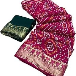 pareek collection Women's Pure Georgette Jaipuri Saree, Rose Zari Weaving Design Saree with Blouse Peice-picture-41