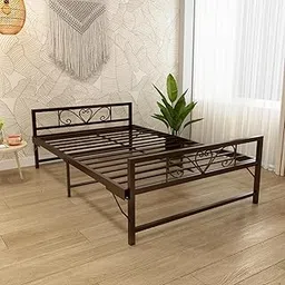 Homdec Crater Space Saving Folding Metal Bed with Collapsible Sturdy Steel Bed Frame, Pre-Assembled. (Brown, Double, 48" x 75" Mattress Size)-picture-15