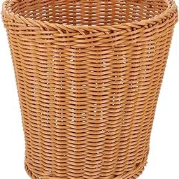 ABOOFAN Round Rattan Waste Baskets Wicker Woven Trash Can Rustic Garbage Containers Bin Flower Baskets for Home Bathroom Kitchen Office Brown-image-54