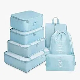 Travel Waterproof Storage Bag Set of 7 | Luggage Organizer Packing Cubes for Clothes, Shoes & Toiletries | Travel Accessories for Men & Women-picture-51