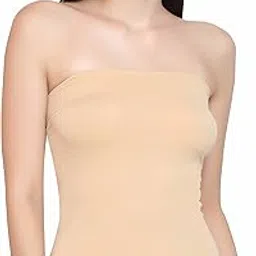 glamoras Women's Nylon Spandex Long Bandeau Tube Top Inner Camisole Non Padded Wire Free Seamless Strapless Stretchable Bralette - Free Size Pack of 2-picture-41