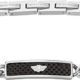 police Engage II Brushed Stainless Steel with Carbon Fibre Motif Bracelet for Men - PEAGB0009001 image 1