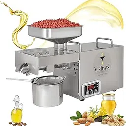 Vishvas Oil Maker Machine for Home Use VI-582TC 600 Watt Cold Oil Press Machine with Multiple Seed Simplified Digital Temperature Controller, Stainless Steel,Oil Extraction Machine for Home-image-2
