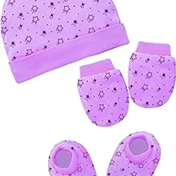 Kidbee Baby Boy's & Baby Girls Cotton Socks Hand Gloves & Cap Set (0-6 Months)-picture-13