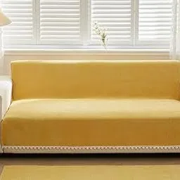 HOMETHREADS Chenille Fabric 1 Seater Couch/Sofa Covers | Luxurious Slipcover Solutions for Sofas, Armchairs, and Loveseats (Yellow, 3 Seater | 180x180cm)-picture-15