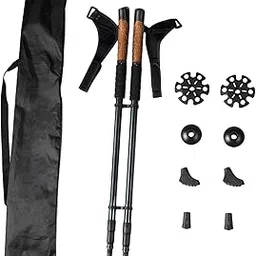 BNF® 2Pcs Mountain Trekking Poles Telescopic Stick for Backpackers Hikers Walking Black-Sporting Goods-Outdoor Sports-Camping & Hiking-Hiking Gear-Walking & Trekking Sticks-2 Trekking Poles Set-image-74