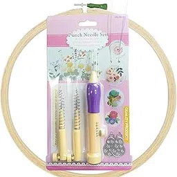Punch Needle Embroidery Kit with Adjustable Handle, Threaders & Needle Set – DIY Handheld Tool for Wool, Yarn & Fabric Art – Beginner to Expert Craft Ki image 1