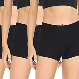 Women's Athletic Boxer Briefs Yoga Shorts, Soft Cotton Stretchable Fabric, Regular Wear Mid Rise Full Panty Boyshort for Girls - Pack of 3-picture-45