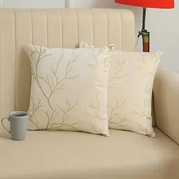 Stuffique Velvet Foil Cushion Covers 12 inch x 12 inch Set of 2, Cream-picture-20