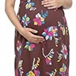 sasnk Zipless Feeding Dress for New Moms | 100% Cotton Maternity Nighty | Easy Breastfeeding Pregnancy Wear | Pre & Post Maternity Gown | Nursing Nighty & Zipless Nursing Gown – Maroon-picture-10
