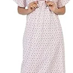 fashnwish Womens Cotton Premium Floral Design Maxi Nighty With Pocket White-picture-30