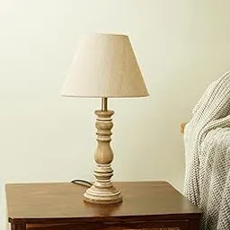 Fabindia White Tvashti Wooden Lamp-picture-10