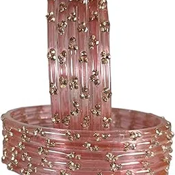 rijb Glossy Glass Bangles Set For Women & Girls with Zircon Diamond Stone | Trendy Transparent Crystal Glass Bangles | Fancy Kanch ki Chudi Set | Bangles for Wedding, Party- Set of 12 image 1