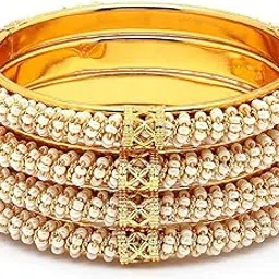 sukkhi Trendy Handmade Gold Plated with Beaded Kada Bangle Set for Women|4 Bangles|B107565-picture-46