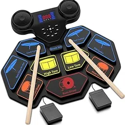 Electronic Drum Set - YUOIOYU Electric Drum Set Roll Up Portable Drum Kit MIDI Practice Drum Pad with Dual Built-in Speaker, Drum Sticks and Pedals, Christmas Birthday Gift for Kids Adult-image-68