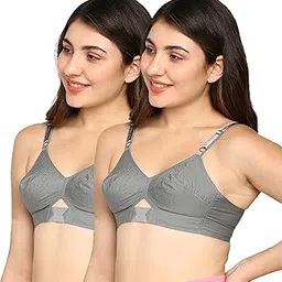 Priyasajini Women's Full Coverage Woven Cotton Single Layer Round Stitch Non Padded Wirefree Conical Cup Everyday Bra-image-42