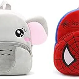 blue tree Kids School Bag Soft Plush Backpack Cartoon Bags Mini Travel Bag for for Girls Boys Toddler Baby Elephant & Spiderman-picture-17